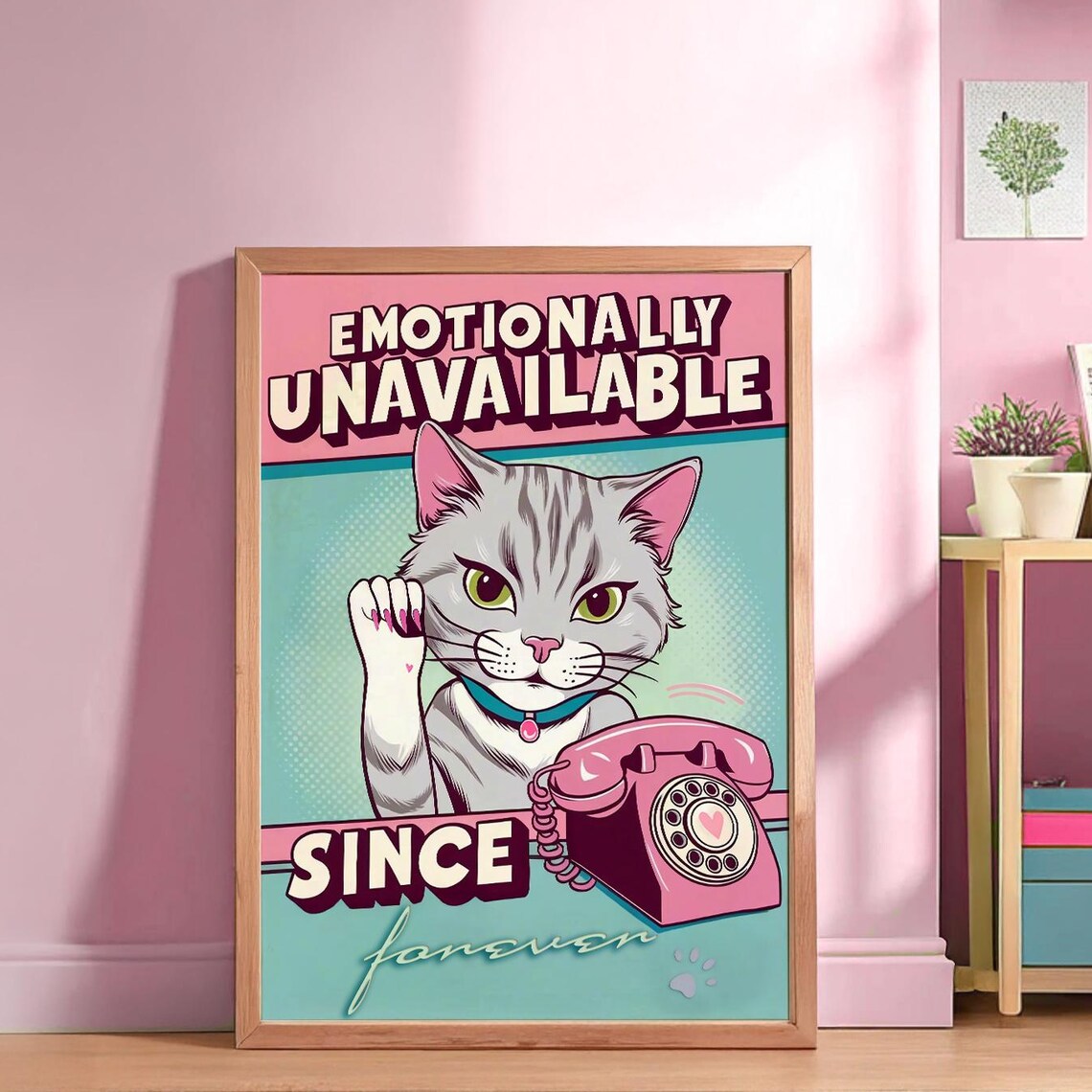 Funny Cat Poster, Modern Pop Art Room Decor