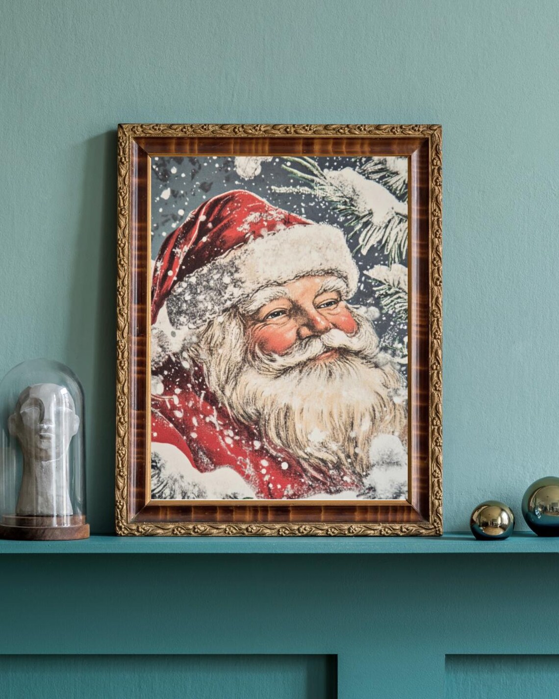 Santa Claus Snowy Close Up Vintage Christmas Portrait Poster - Image 4