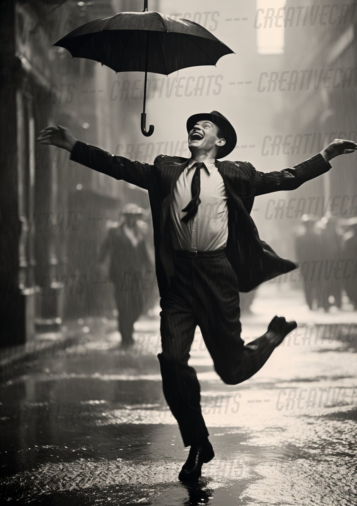 Dancing In The Rain Old Hollywood Vintage Photography Retro Movie Poster Black And White Photography Art Moviestar Man - Image 4