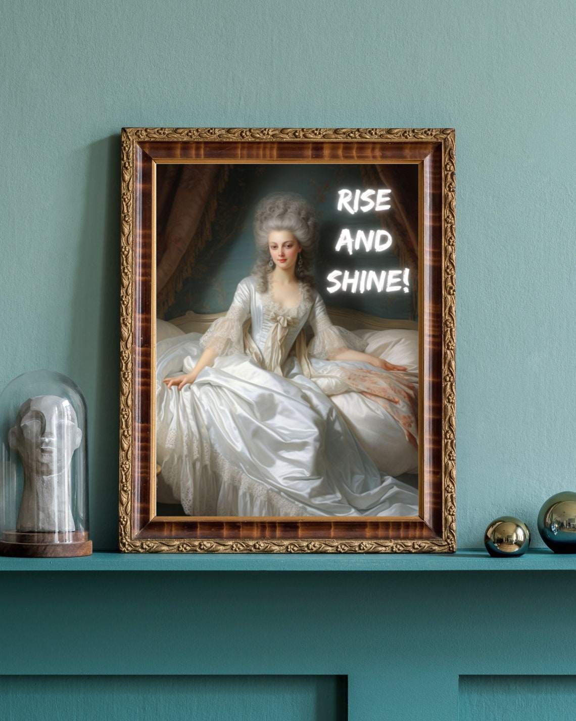 Marie Antoinette Rise And Shine Neon Text Motivational Art Print - Image 4