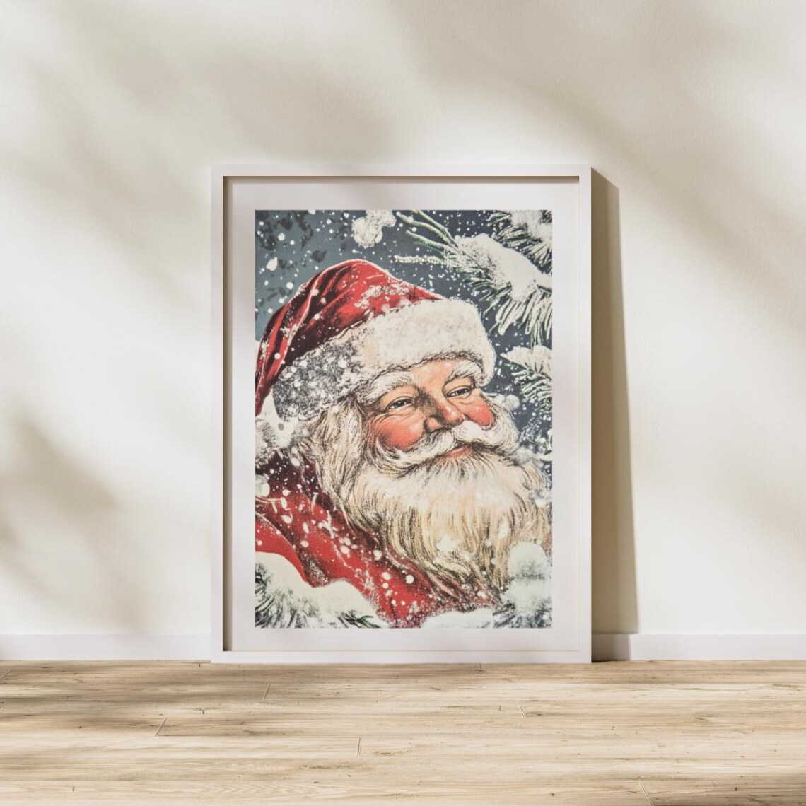 Santa Claus Snowy Close Up Vintage Christmas Portrait Poster - Image 2