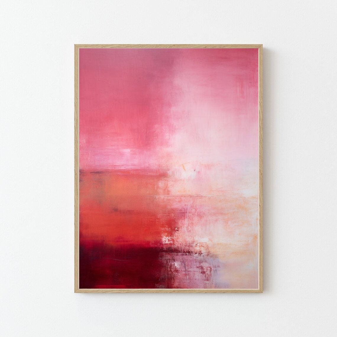Modern Pink Red Gradient Abstract Acrylic Painting Minimal Art Poster