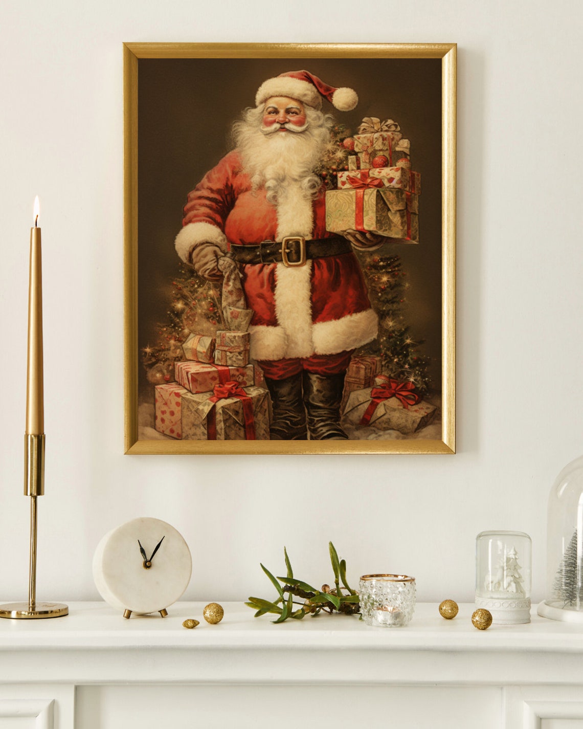 Vintage Christmas Print Vintage Santa Claus Print Christmas Print Santa Claus With Presents Vintage Holiday Print Farmhouse Christmas - Image 4