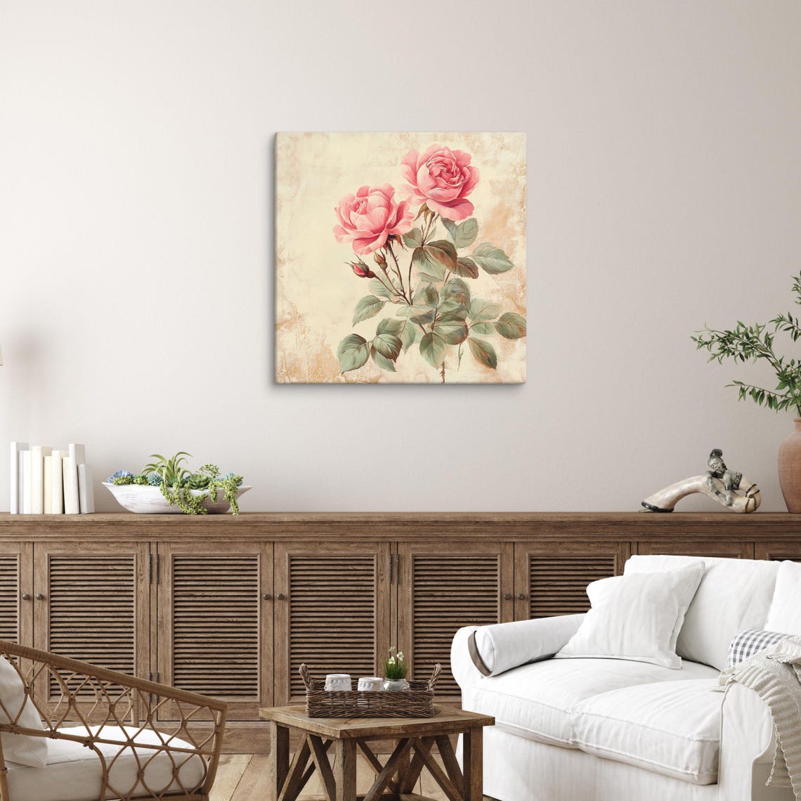Pink Rose Print Painting Print Flower Art Rose Painting Print Living Room Art Vintage Wall Art Wall Art - Image 4