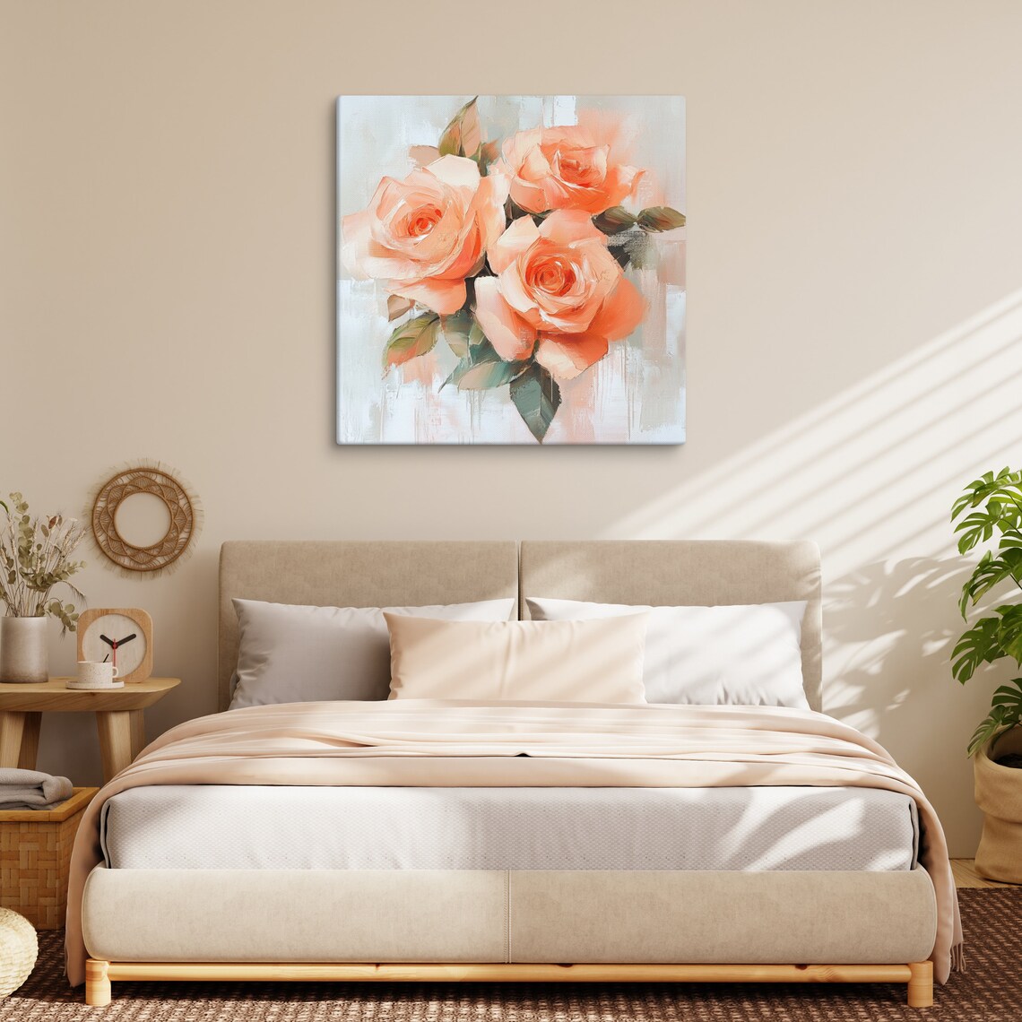Coral Rose Print Painting Print Flower Art Rose Painting Print Living Room Art Luxury Wall Art Wall Art - Image 2