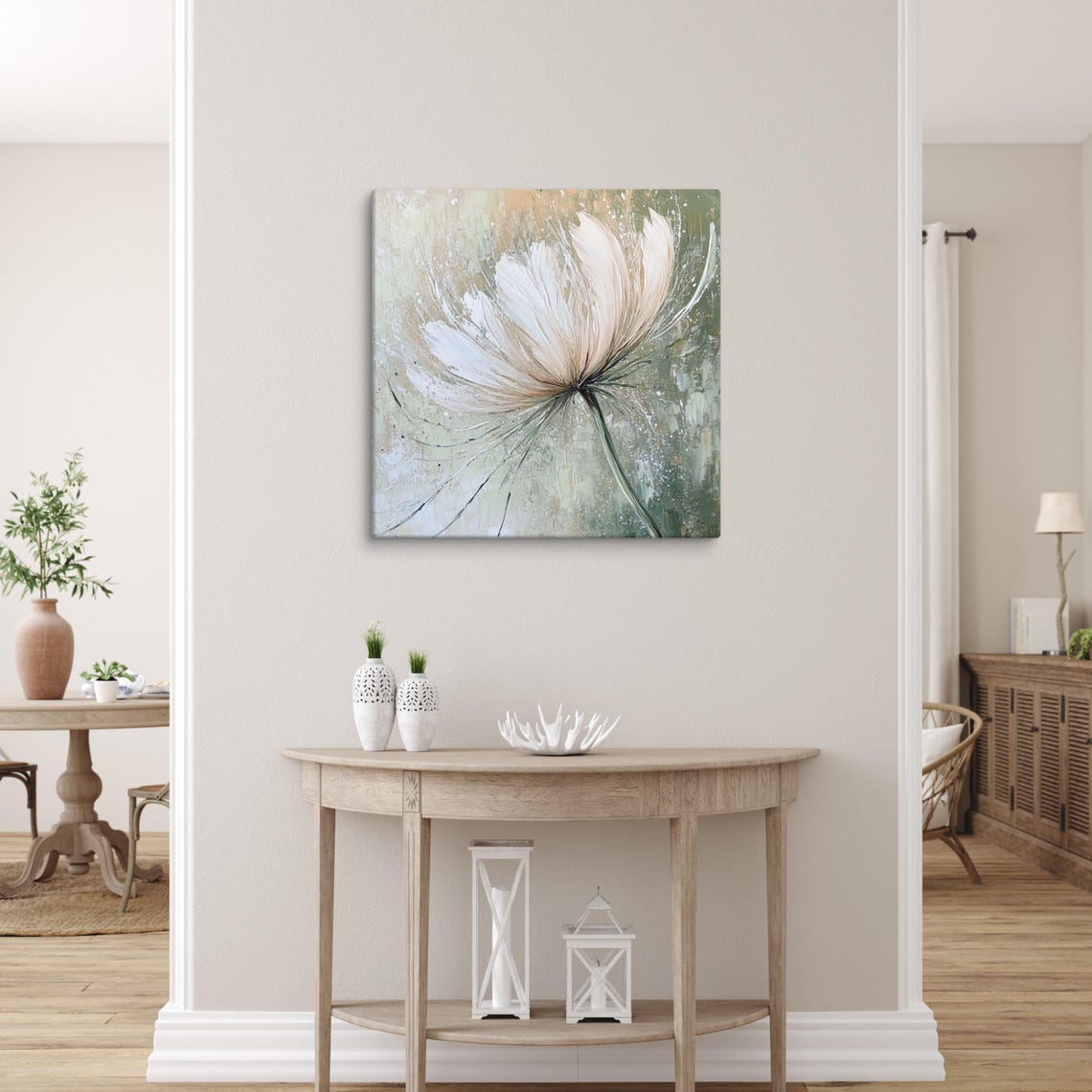 White Apache Plume Abstract Flower Sage Green Floral Art Poster - Image 5