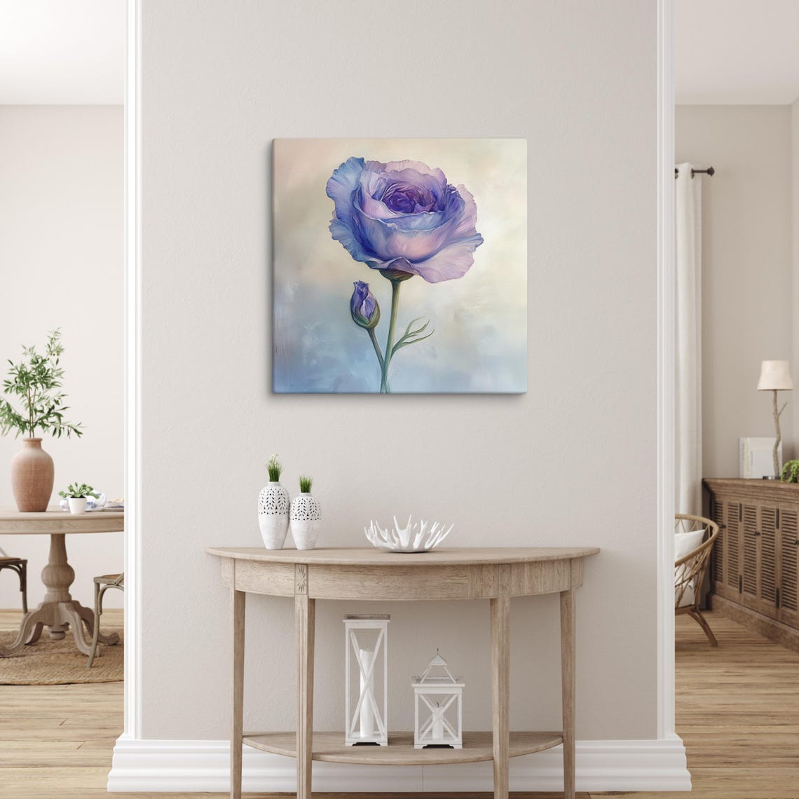 Purple Eustoma Lisianthus Bloom and Bud Delicate Floral Wall Art Print - Image 5
