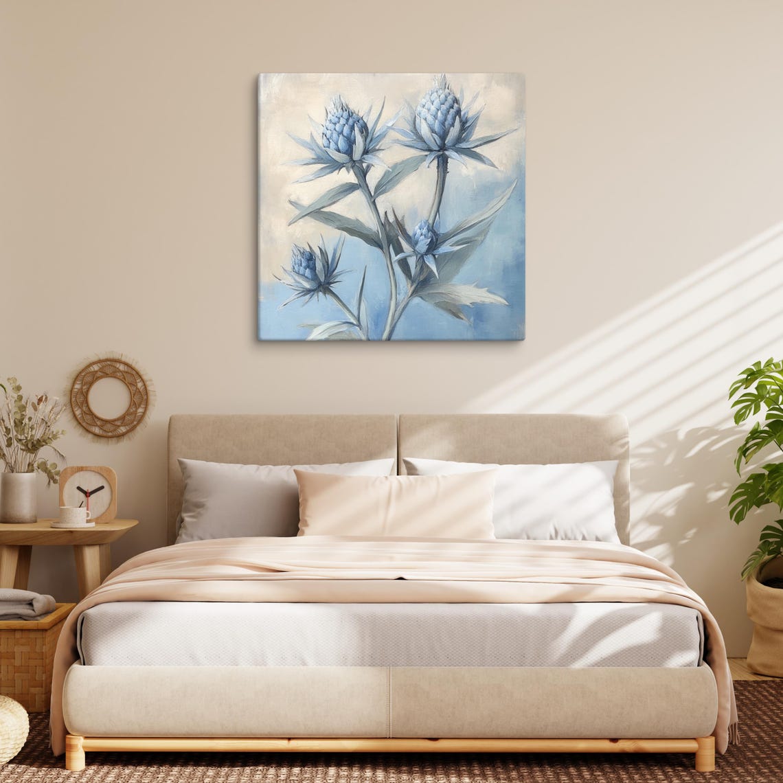 Blue Sea Holly Thistle Painterly Coastal Botanical Art Poster - Image 3