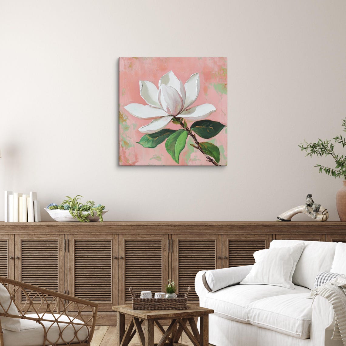 White Gardenia Flower Print Flower Painting Print Wall Art Gardenia Art Gardenia Lover Gifts Pink Wall Art - Image 3