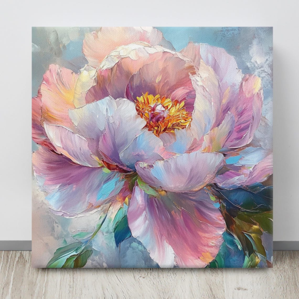 Chinese Peony Bloom Impasto Pastel Petals Floral Art Wall Poster - Image 4