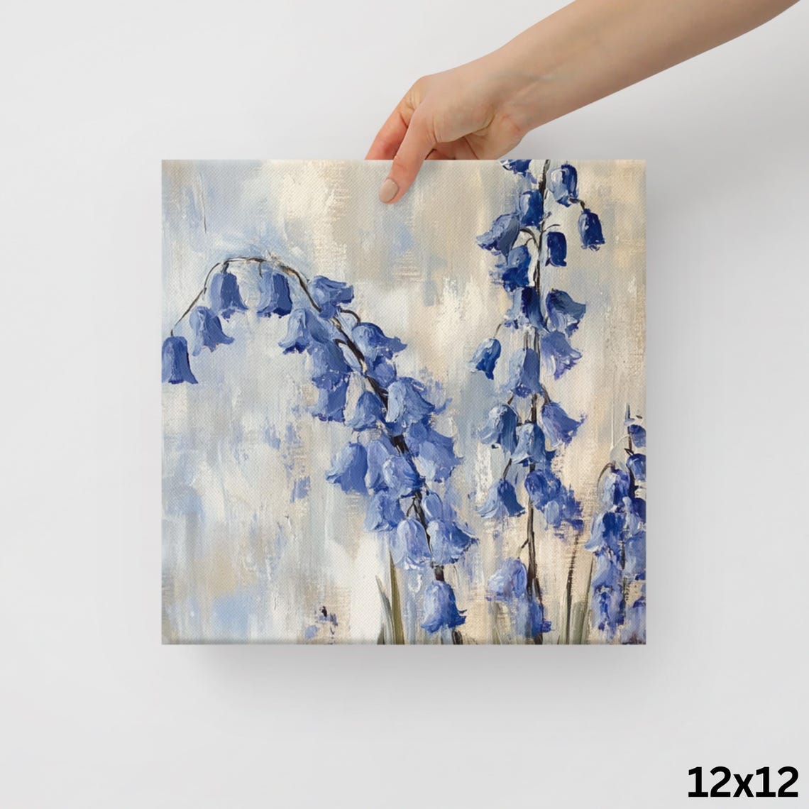 Bluebell Stems Loose Watercolor Pale Blue Grey Floral Art Poster - Image 2