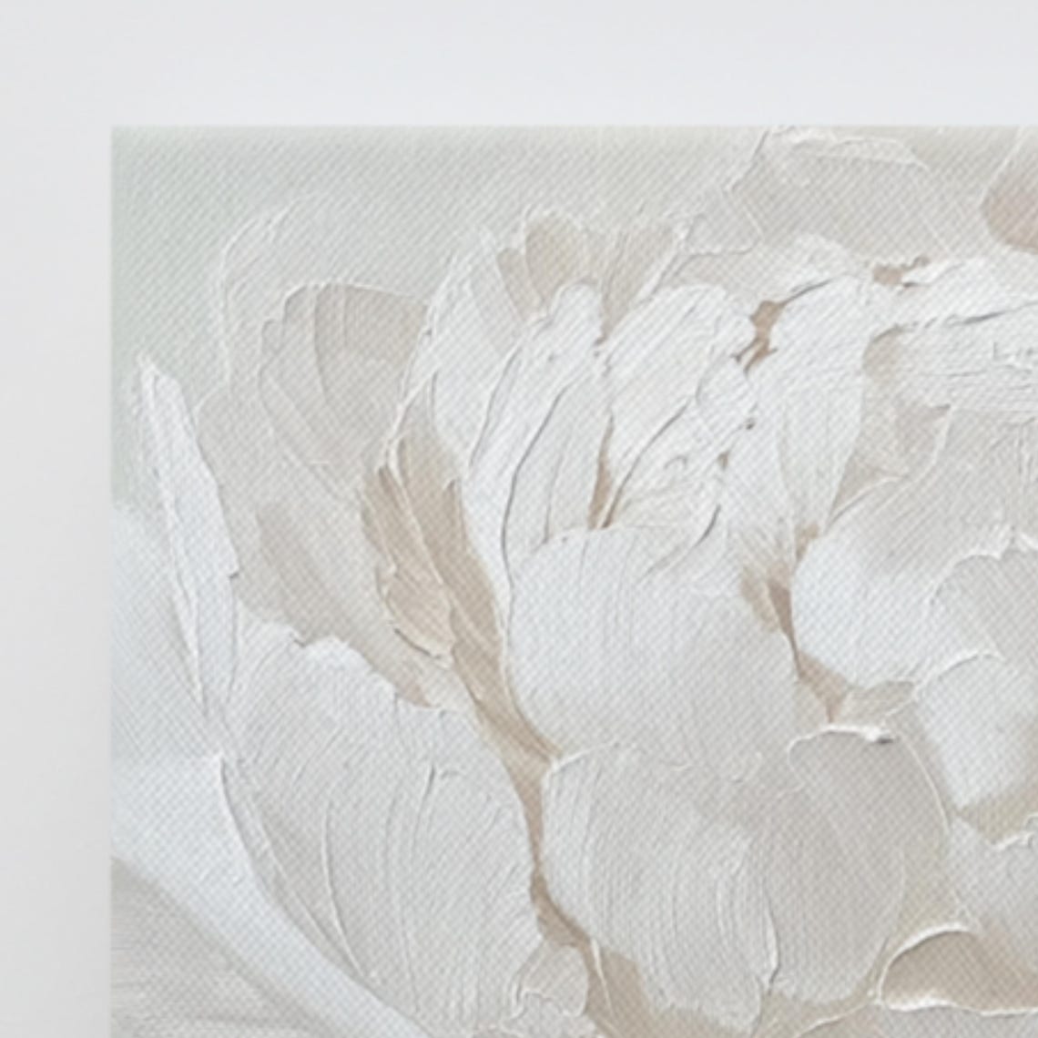 White Peony Impasto Textured Large Bloom Botanical Floral Art Poster - Image 3