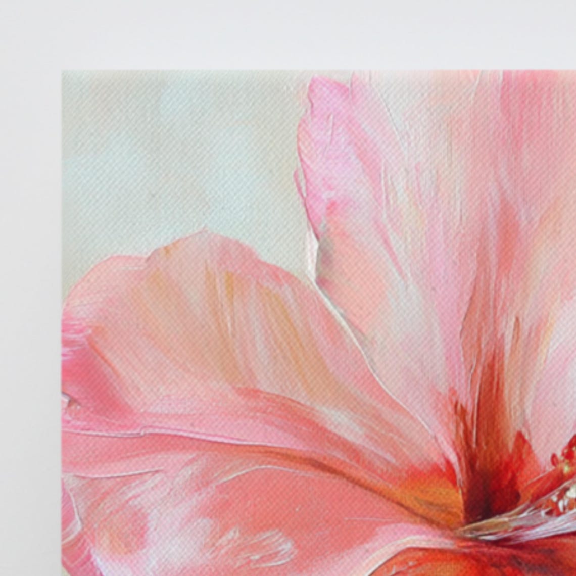 Pink Hibiscus Large Tropical Bloom Soft Floral Painting Print - Image 3