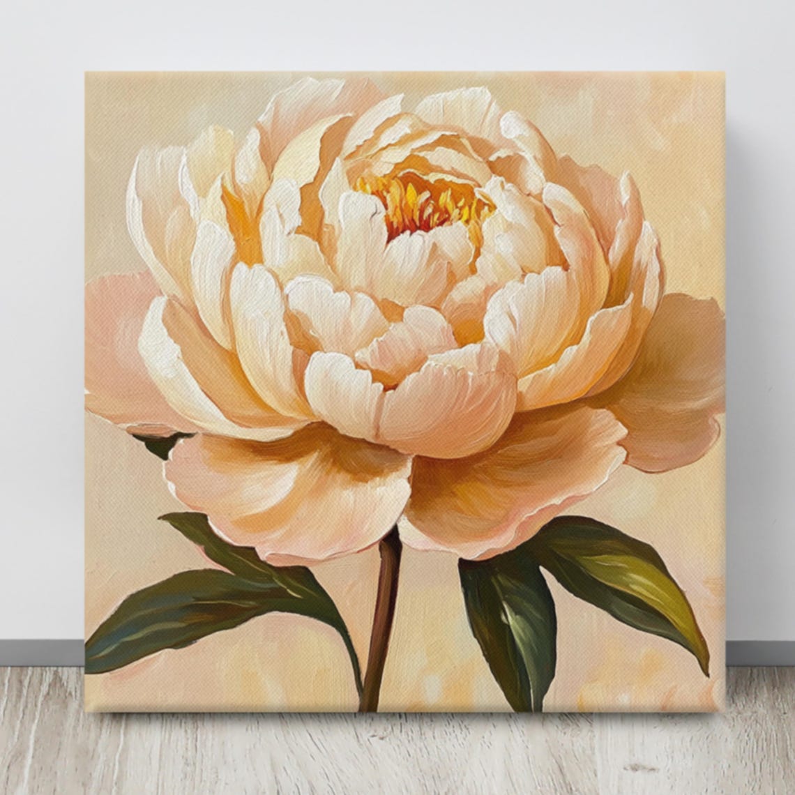 Cream Peony Golden Center Lush Blossom Botanical Floral Art Poster - Image 4