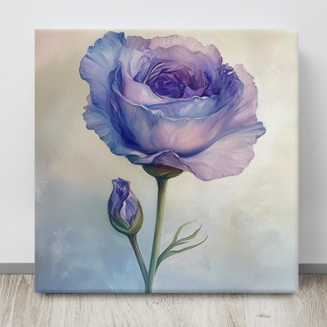 Purple Eustoma Lisianthus Bloom and Bud Delicate Floral Wall Art Print - Image 4
