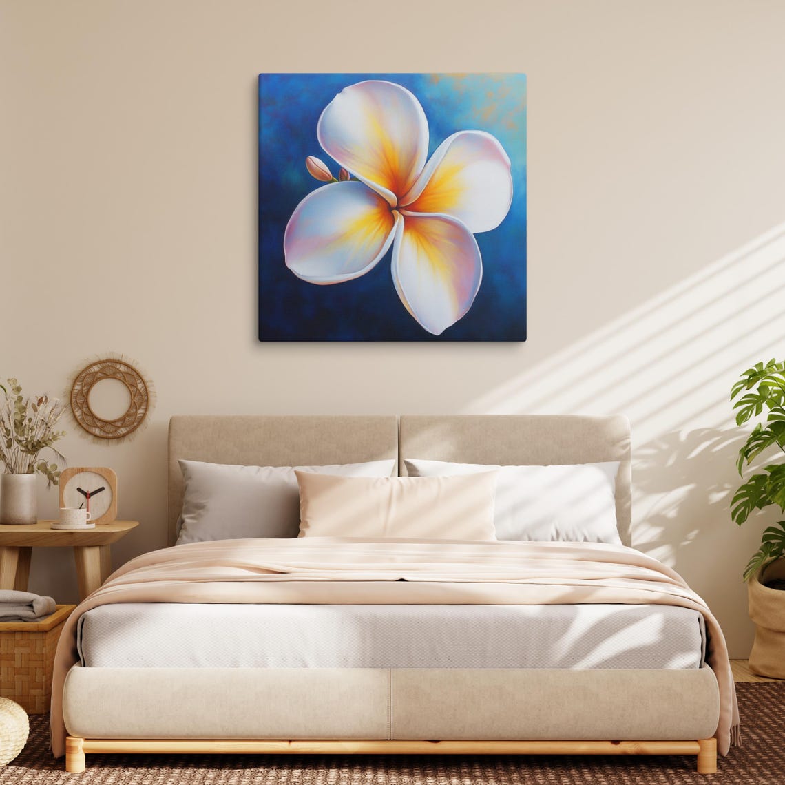 Plumeria Frangipani Bloom Deep Blue Bold Tropical Flower Poster - Image 3