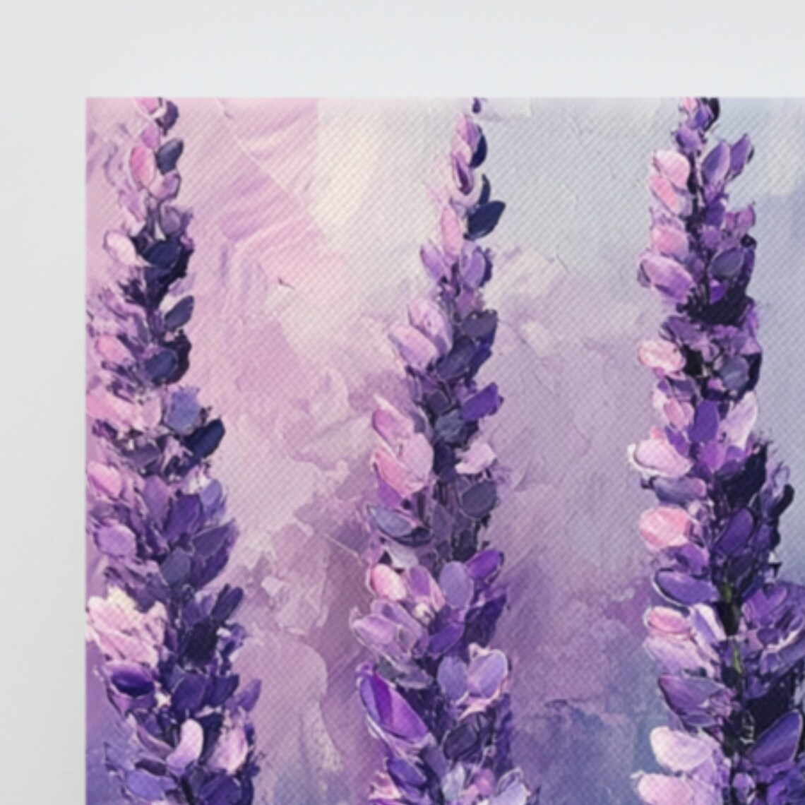 Tall Purple Lavender Flower Spikes Impasto Painting Print Poster - Image 2