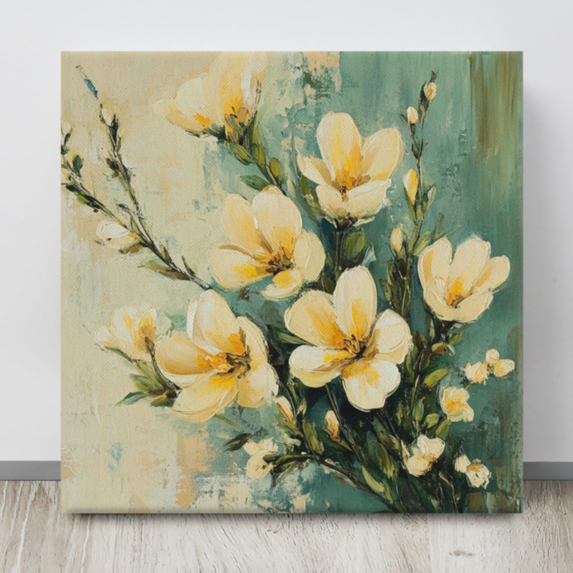 Beige Freesia Painting Print Print Living Room Wall Art Flower Wall Art Beige Green Painting Wall Art Freesia Flower Art - Image 4