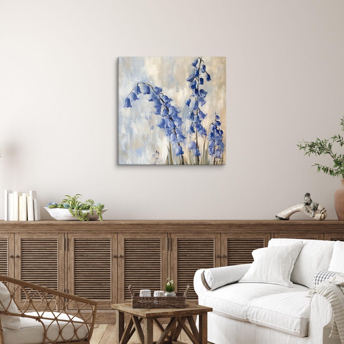 Bluebell Stems Loose Watercolor Pale Blue Grey Floral Art Poster - Image 3