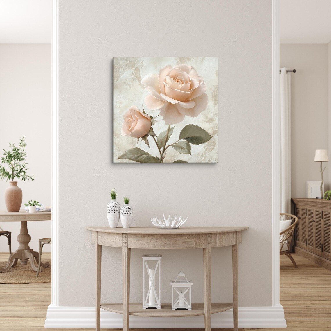 Blush Pink Roses Bloom and Bud Vintage Romantic Wall Art Poster - Image 4
