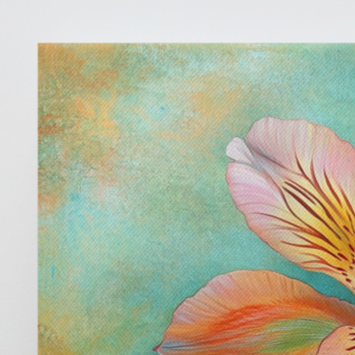 Orange Alstroemeria Peruvian Lily Bloom Turquoise Print Poster - Image 2