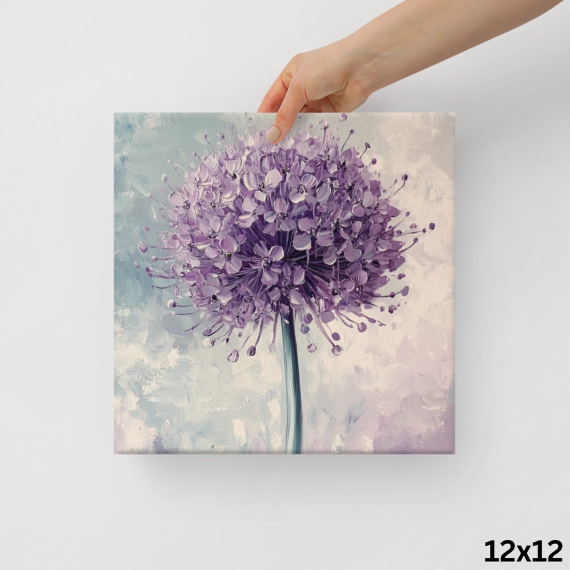 Purple Allium Globe Flower Bloom Soft Pastel Painting Poster - Image 2