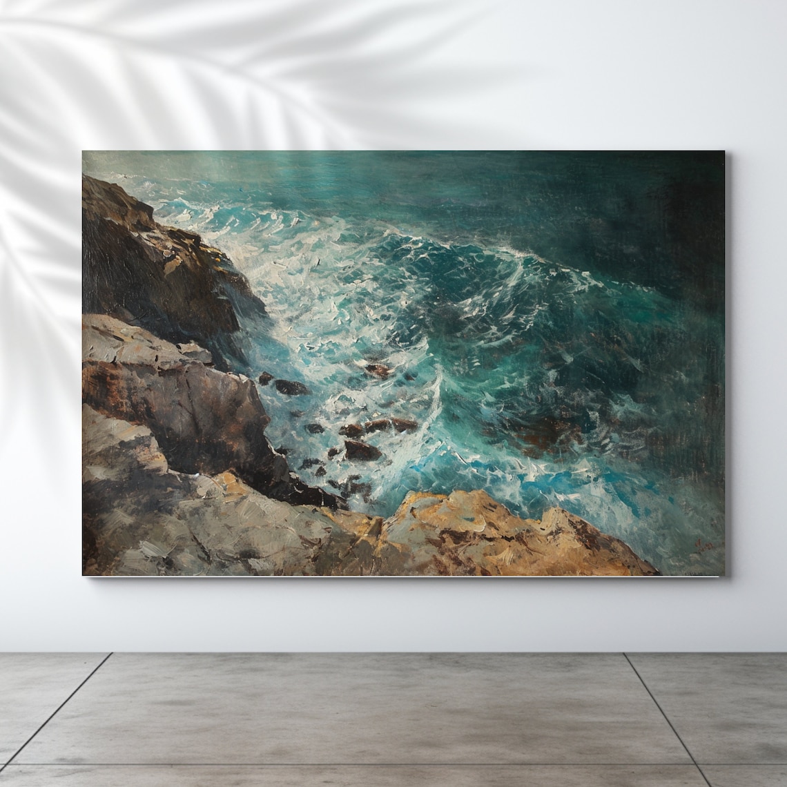Original Art Landscape Seascape Turquoise Ocean Beach Art Print On Perfect For Nautical Beach House Wall Decor Oil Painting - Image 2