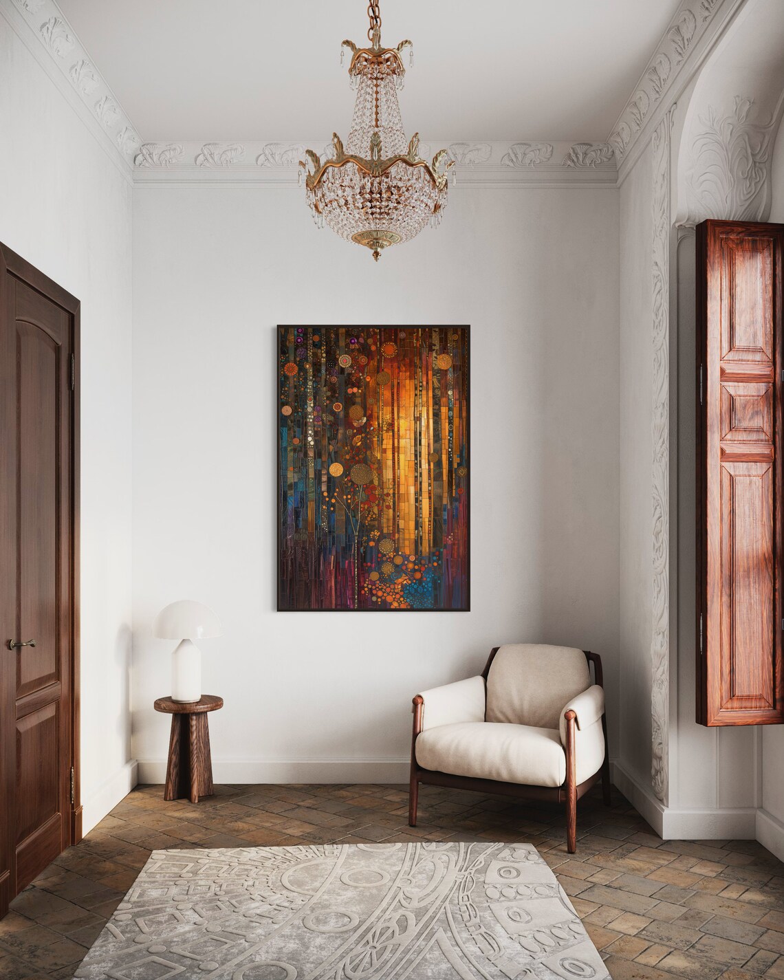 Klimt-Inspired Abstract Forest Wall Art Print - Image 2