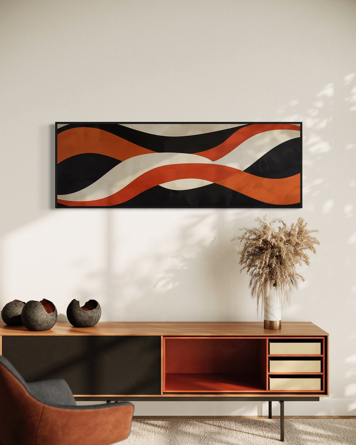 Abstract Waves Art Print, Minimalist Mid-Century - Image 4