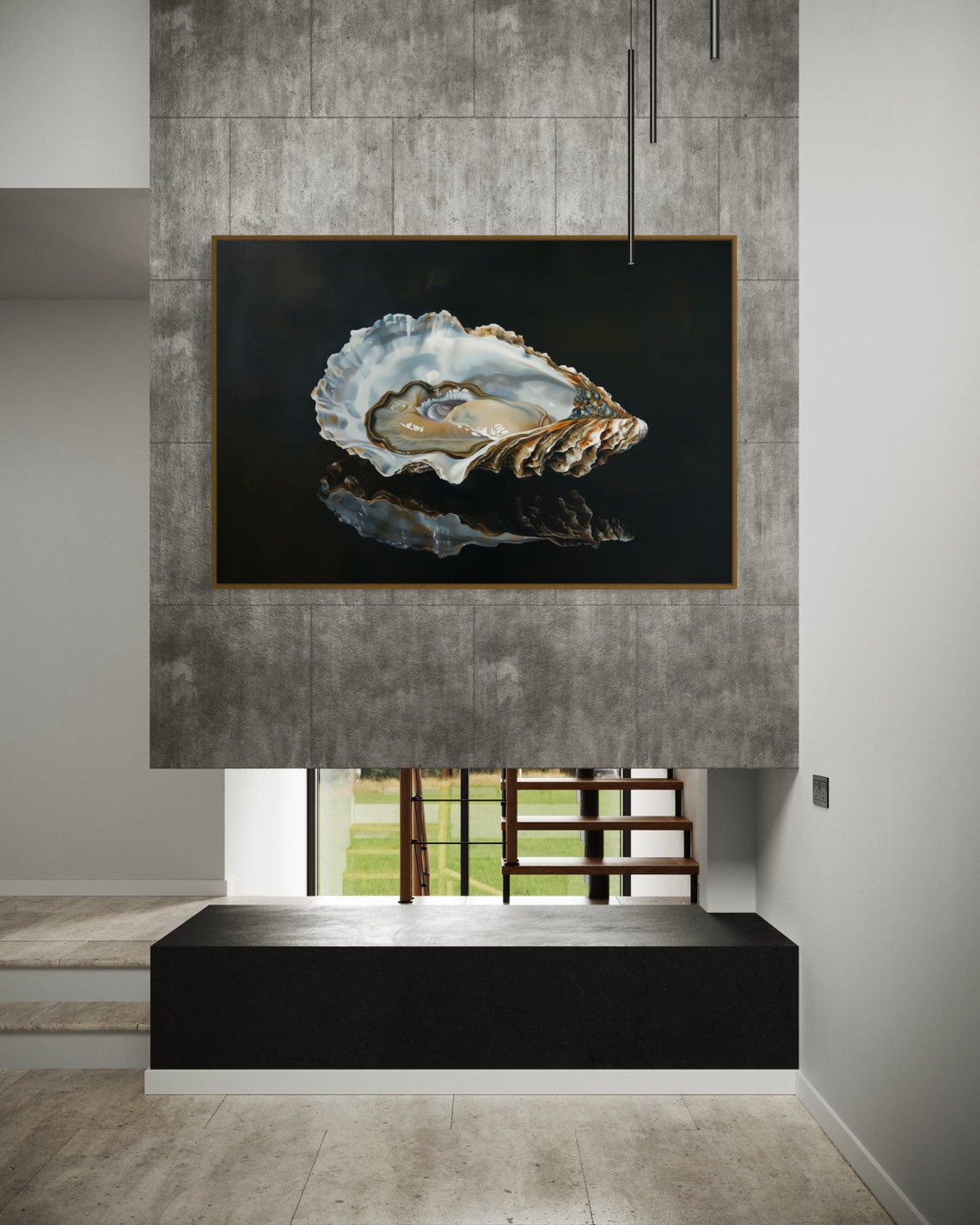Elegant Oyster Shell Still Life Modern Coastal Sea Art Poster - Image 2