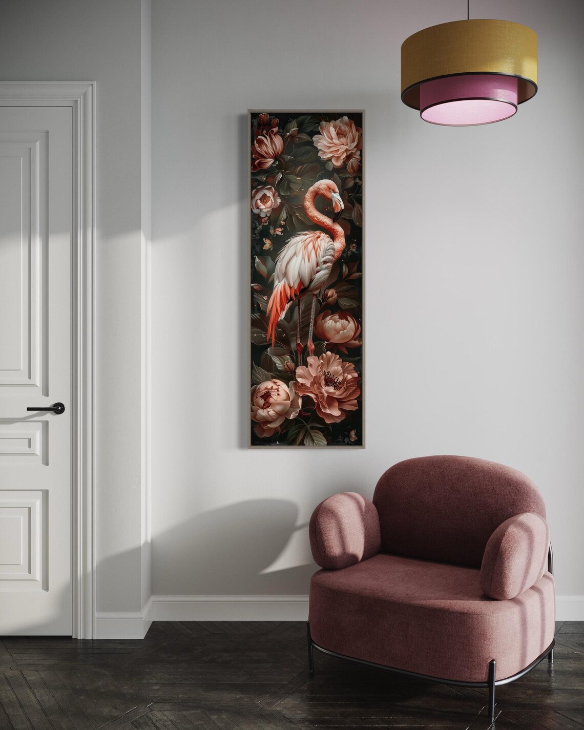 Elegant Pink Flamingo And Peony Art Print - Image 2
