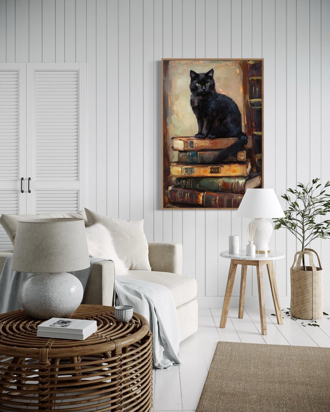 Black Cat and Books, Vintage Dark Academia Art Print - Image 2