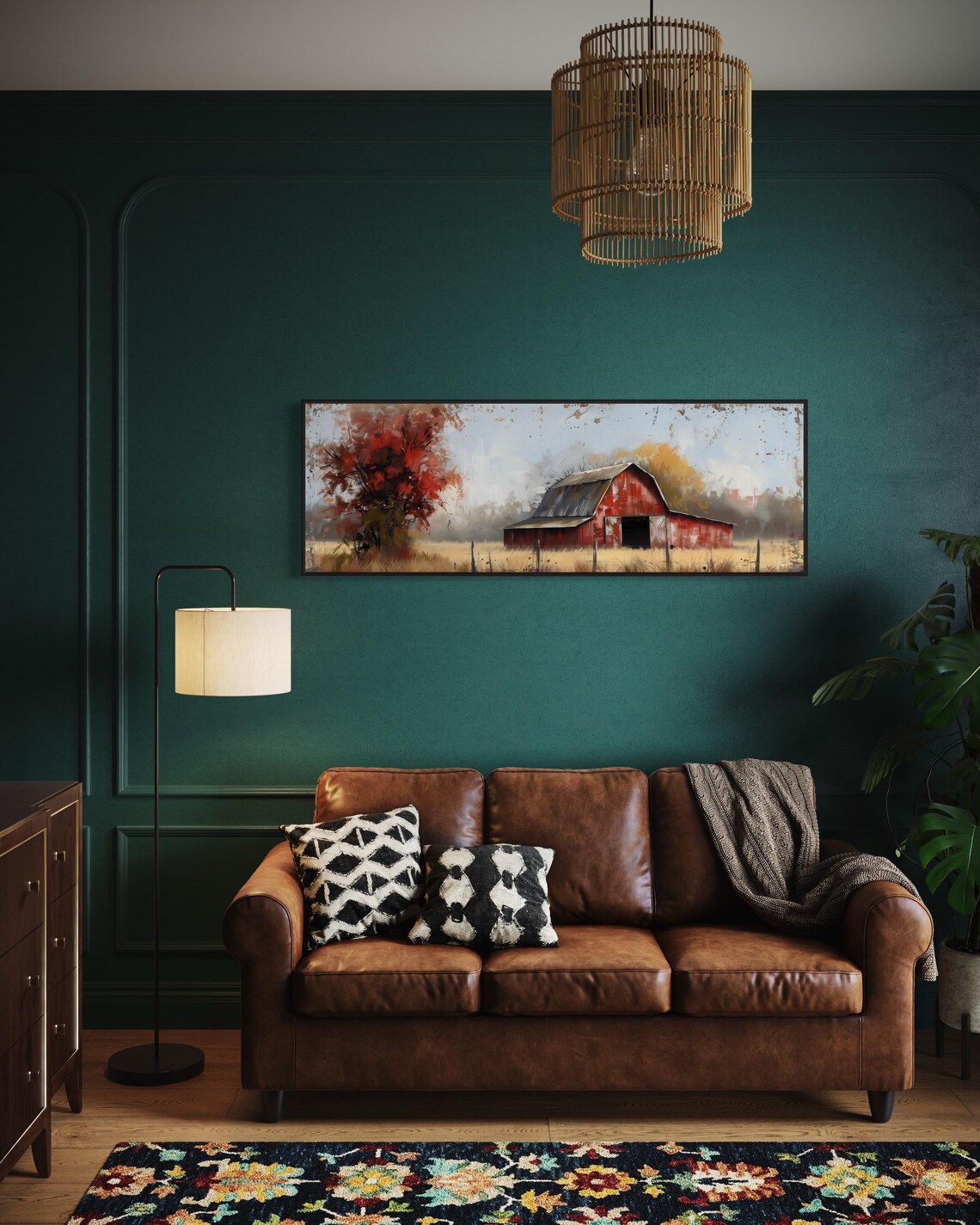 Moody Red Barn Panorama, Rustic Farm Art Print - Image 4