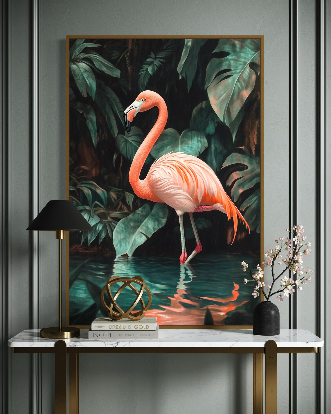 Flamingo Art Print, Tropical Jungle Nature Decor