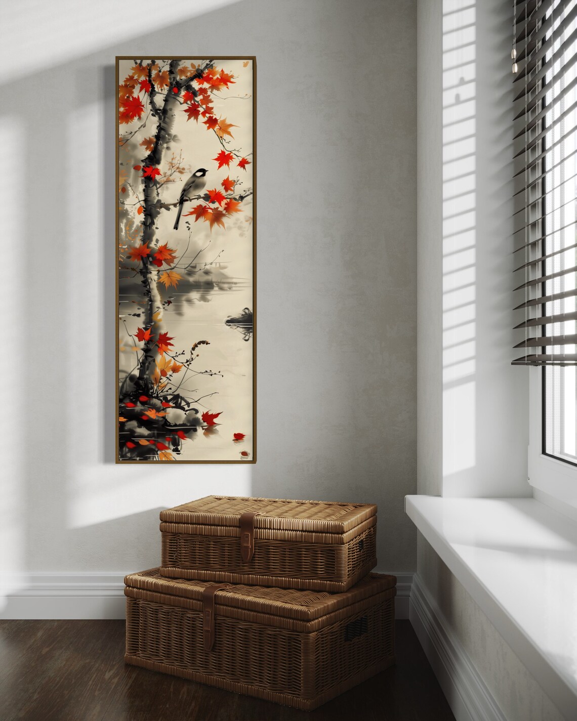 Autumnal Bird and Maple Tree Wall Art Decor Print - Image 4