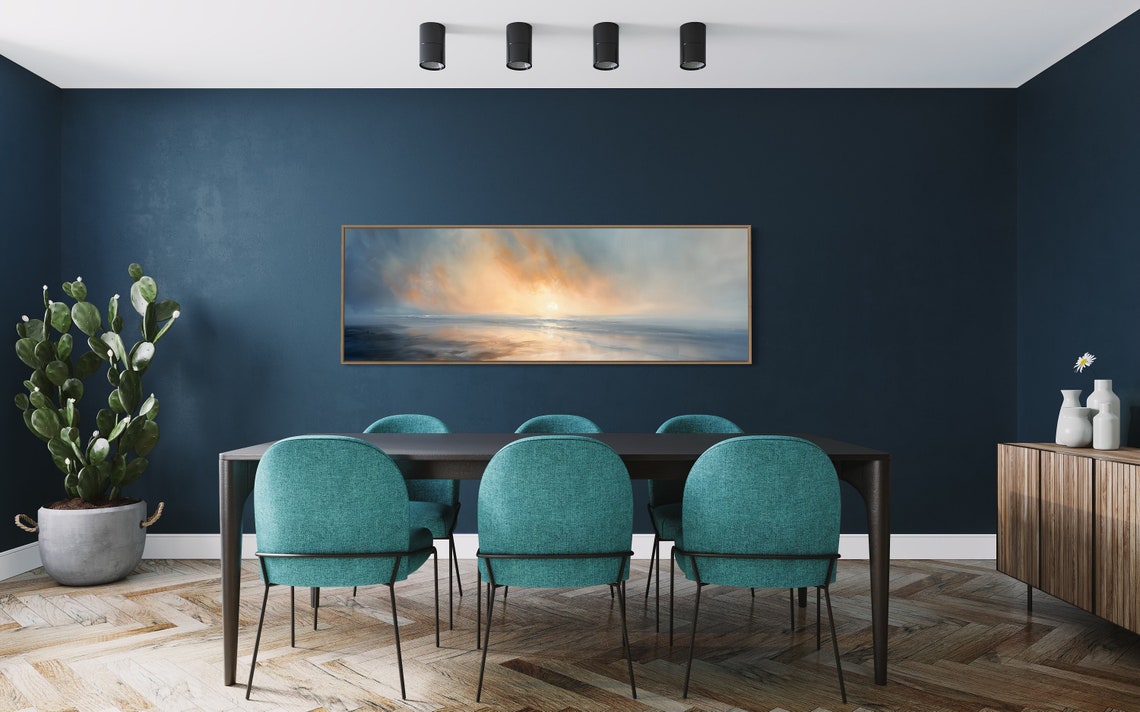 Golden Sunrise Over Calm Ocean Abstract Panoramic Seascape Poster - Image 4