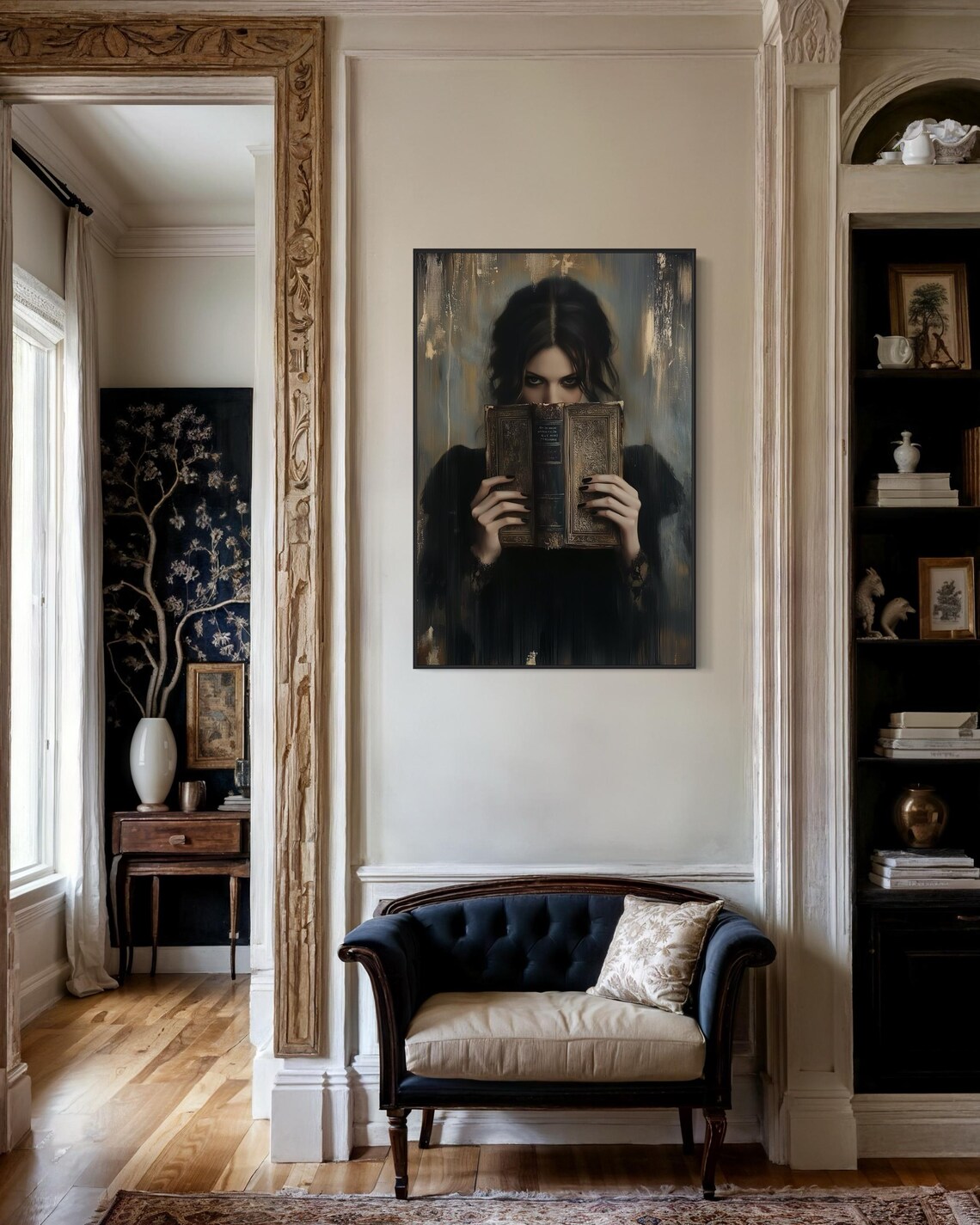 Mysterious Woman With Book, Gothic Portrait Art Print - Image 2