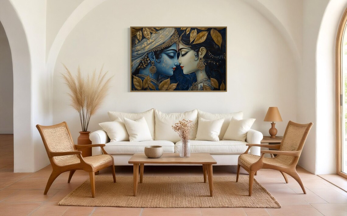 Radha Krishna Divine Love, Spiritual Art Print - Image 2