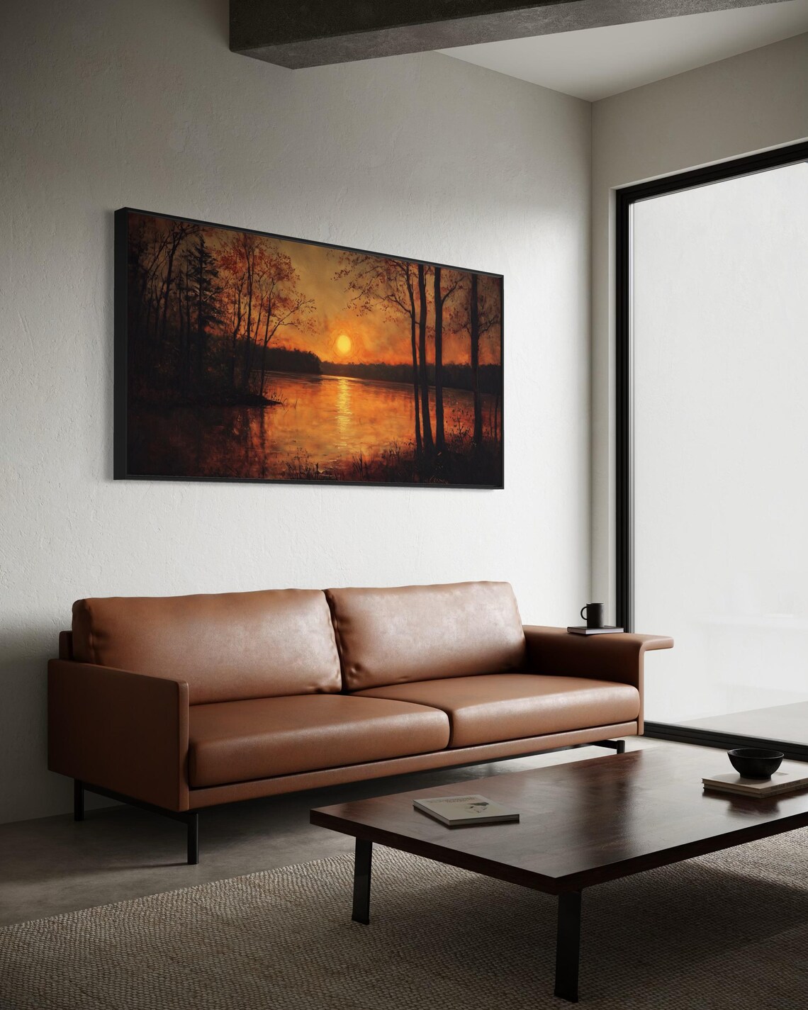 Sunset Over The Lake, Autumn Forest Landscape - Image 2
