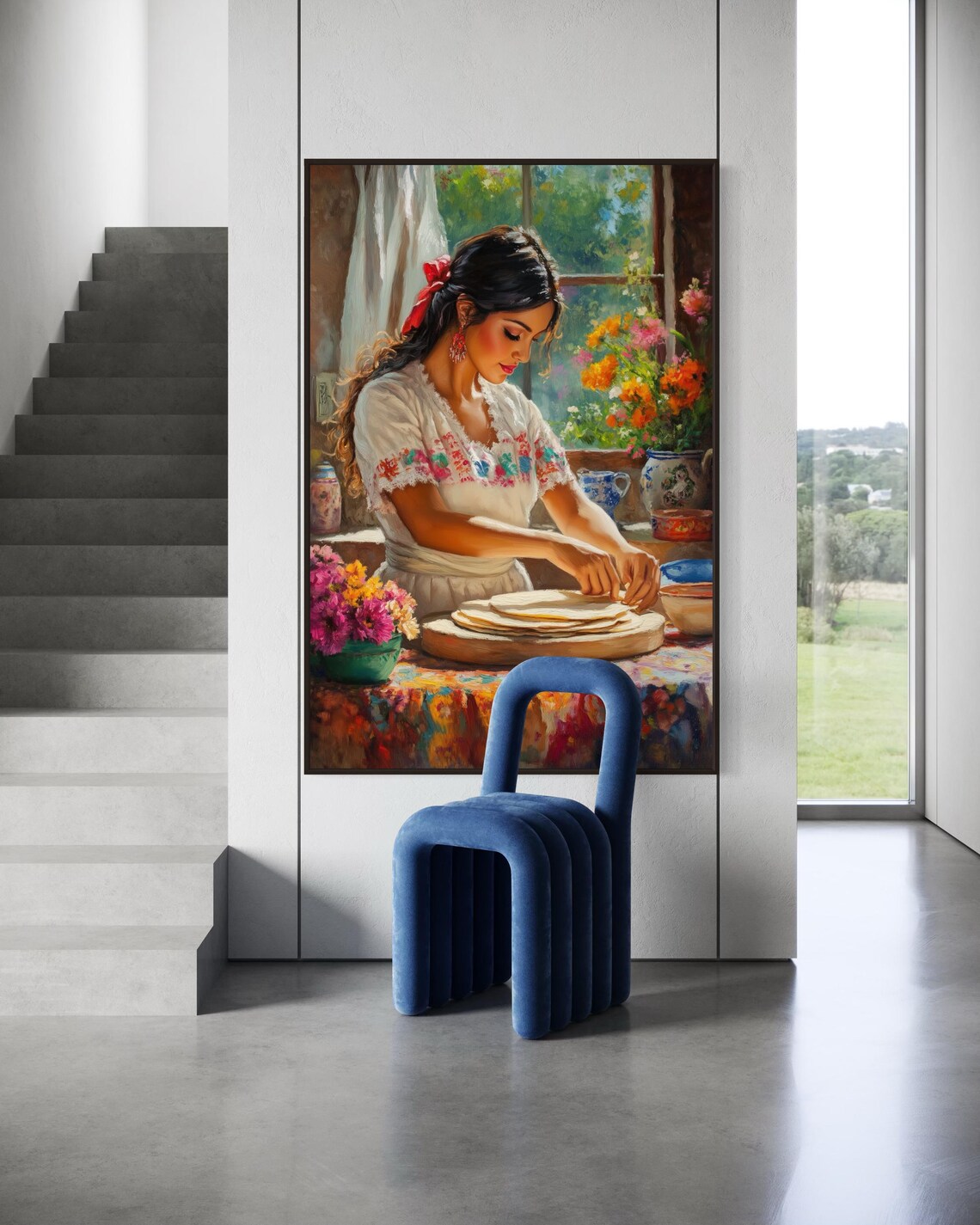 Mexican Tortilla Making, Rustic Dining Room Art Print - Image 3