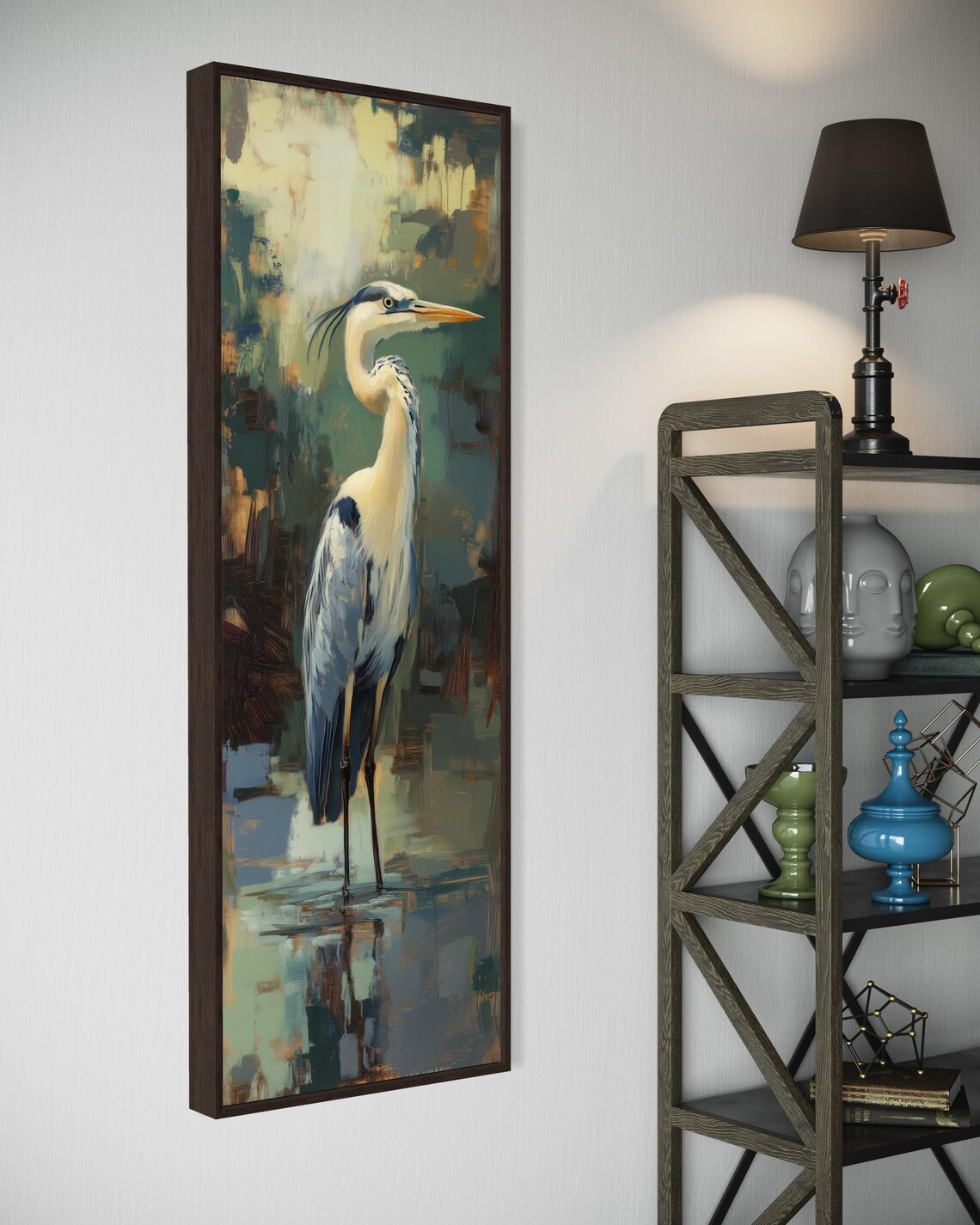 Abstract Blue Heron Art Print, Rustic Wall Decor - Image 3
