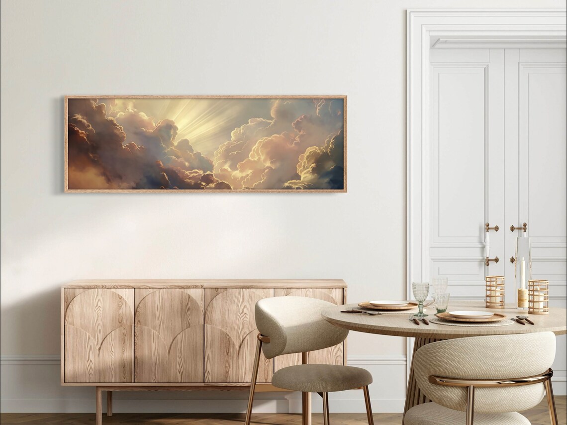 Cloud Painting Art Print, Narrow Modern Sky Decor - Image 2