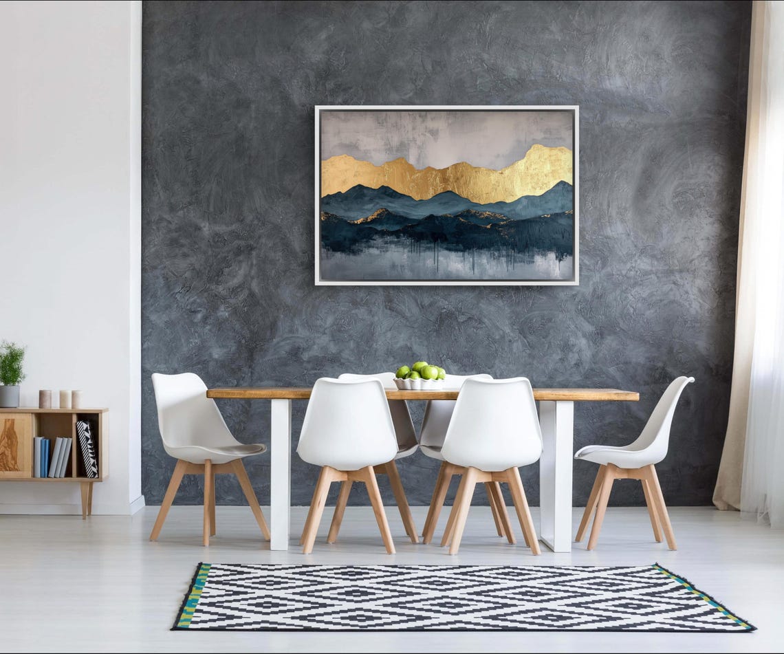 Elegant Modern Abstract Mountains Luxury Panoramic Wall Art Print For Peaceful Above Bed Decor Perfect Moody Statement Wall Art - Image 3