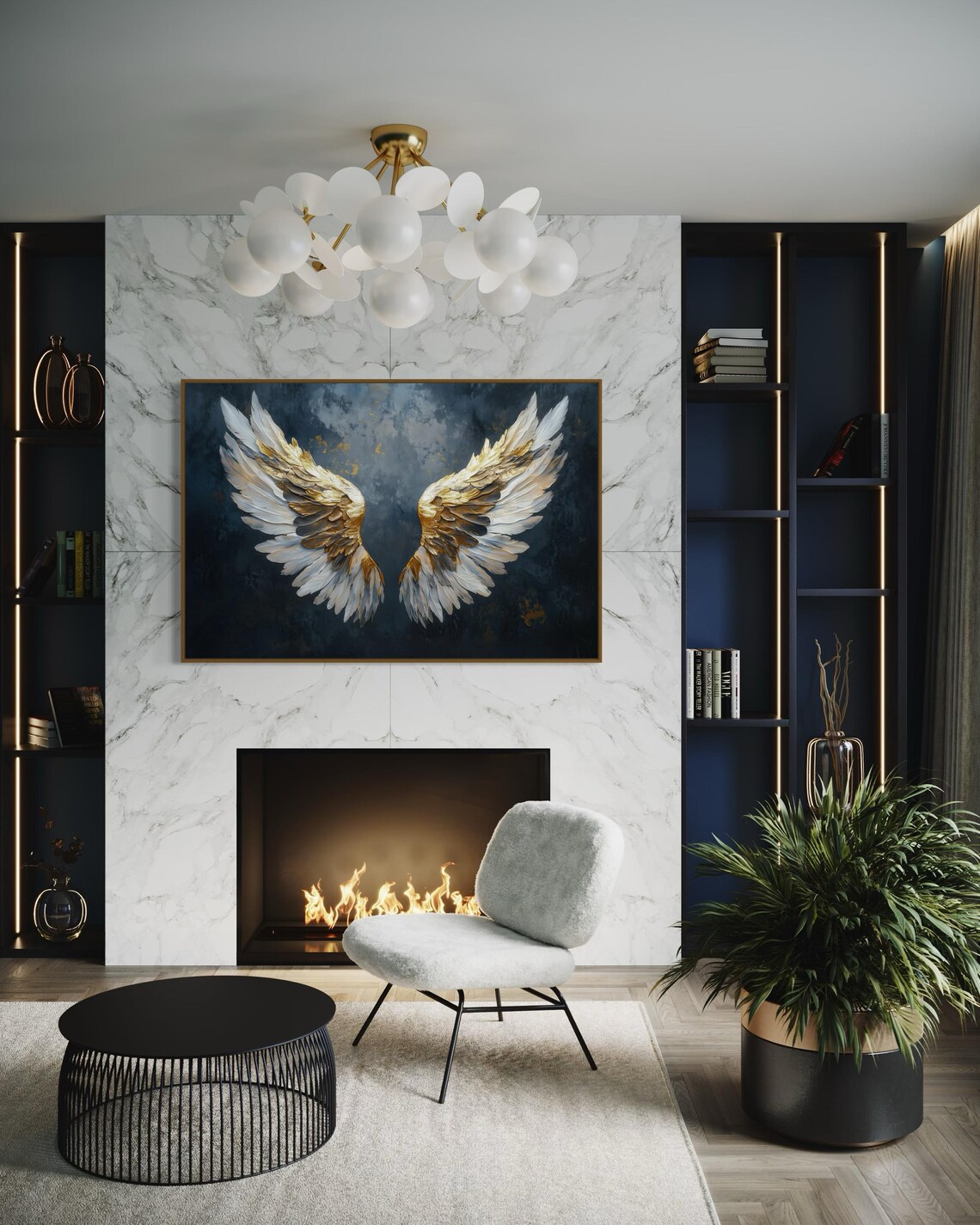 Golden Angel Wings Modern Abstract Art Poster - Image 4