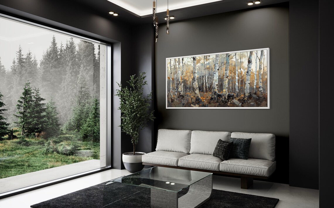 Autumnal Birch Forest Expressionism Art Print - Image 3