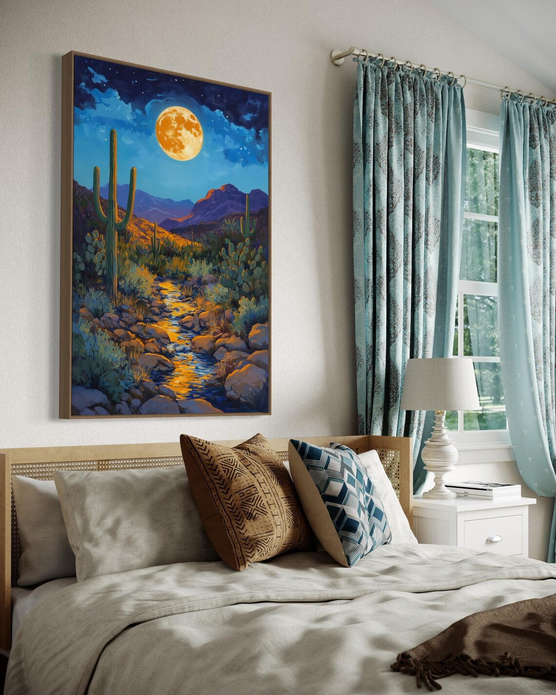 Desert Moon Boho Cactus Southwestern Landscape Art Print - Image 5