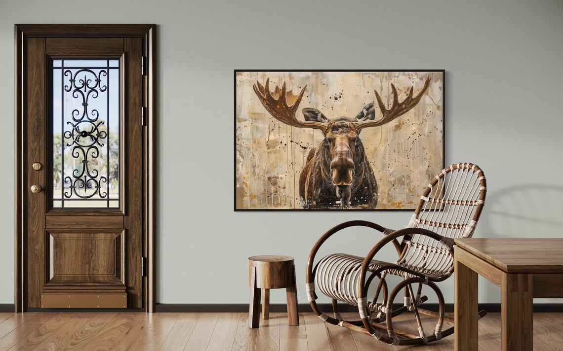 Realistic Moose Art Print, Rustic Man Cave Decor - Image 2