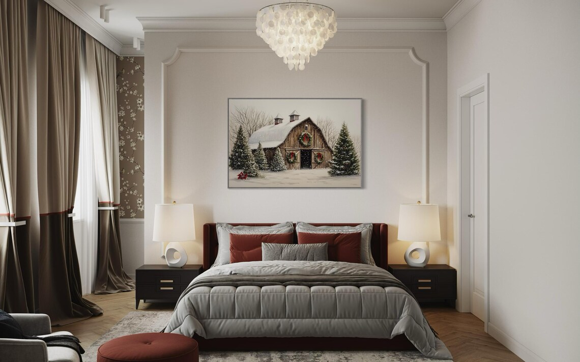 Rustic Christmas Barn Vintage Holiday Wall Art - Image 4