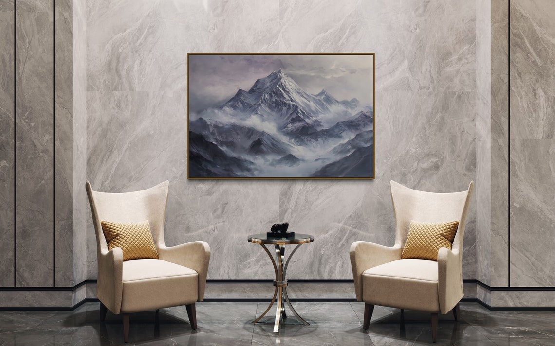 Snow Capped Mountain Peak Clouds Serene Alpine Landscape Poster - Image 5
