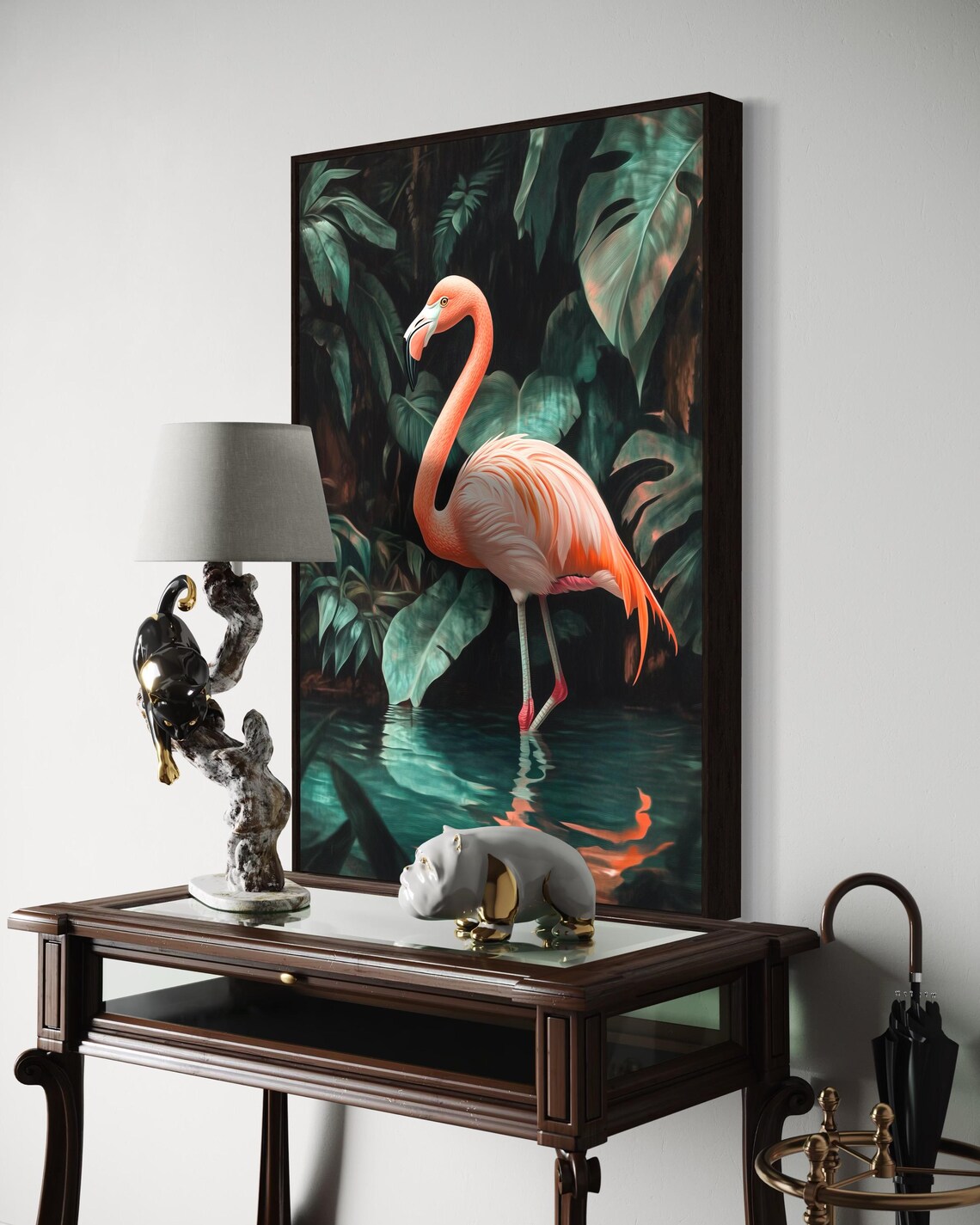 Flamingo Art Print, Tropical Jungle Nature Decor - Image 4
